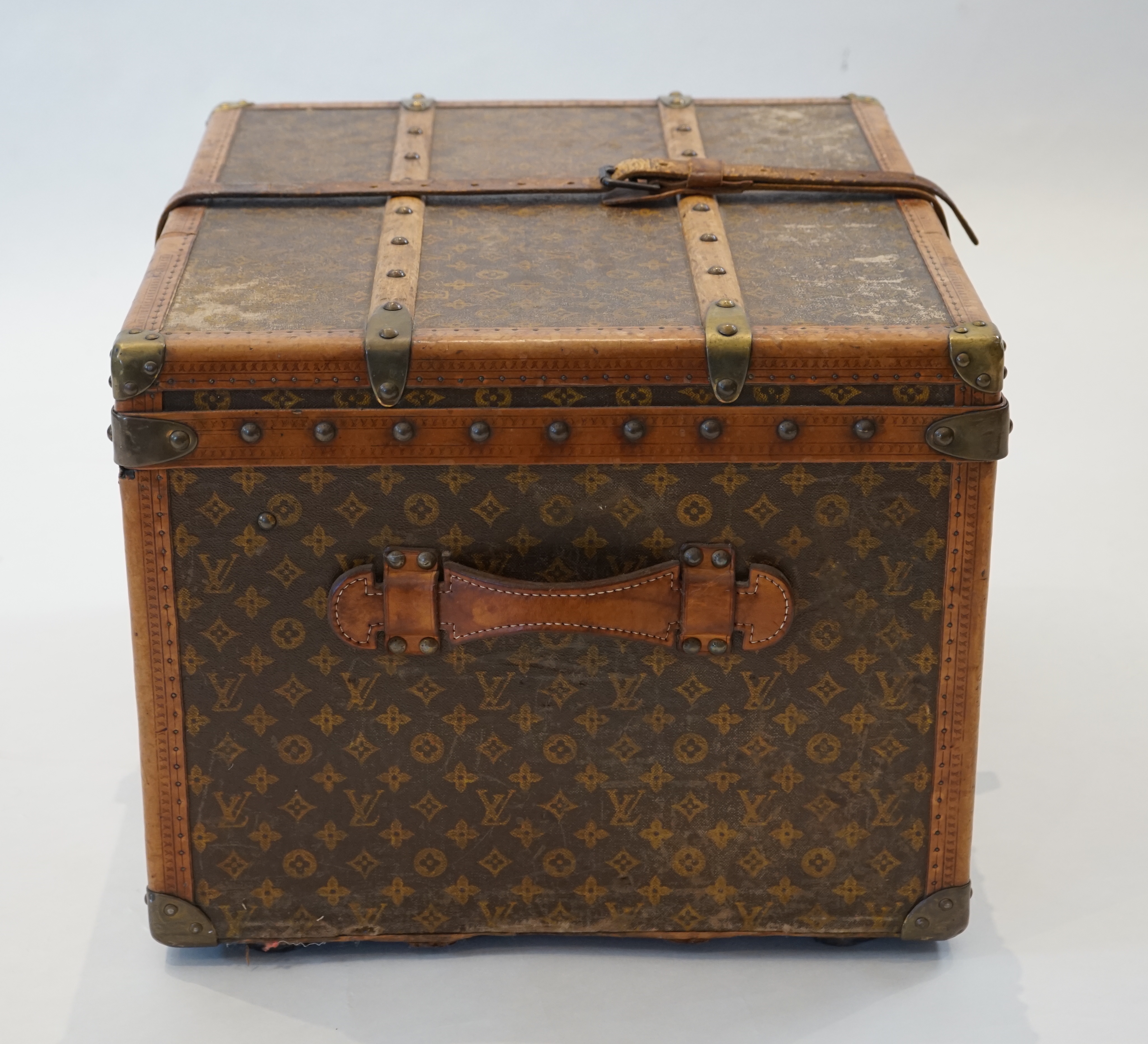 A vintage Louis Vuitton trunk width 61cm, depth 62cm, height 43cm